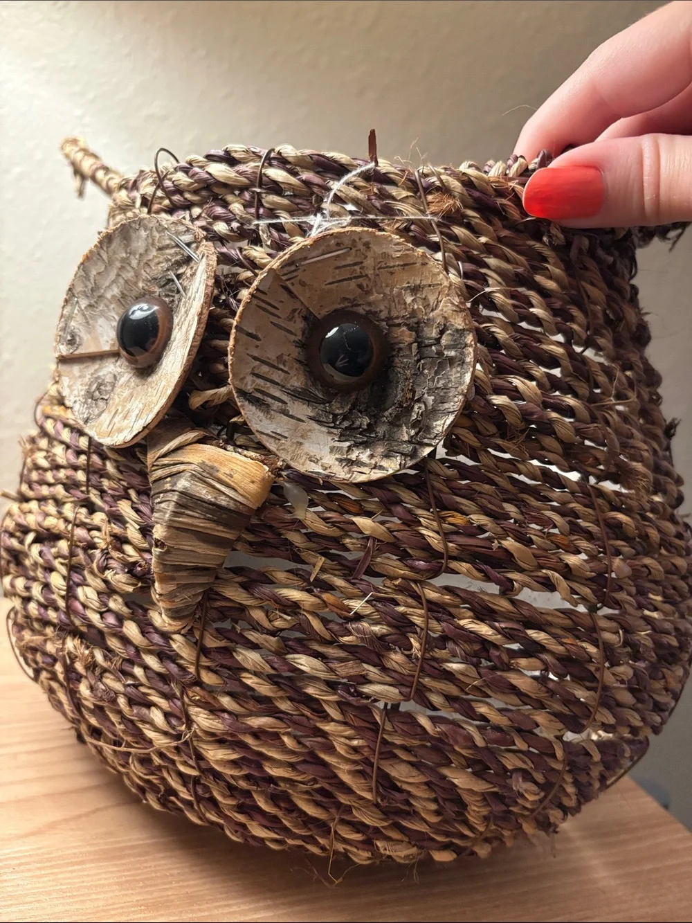 Woven owl planter